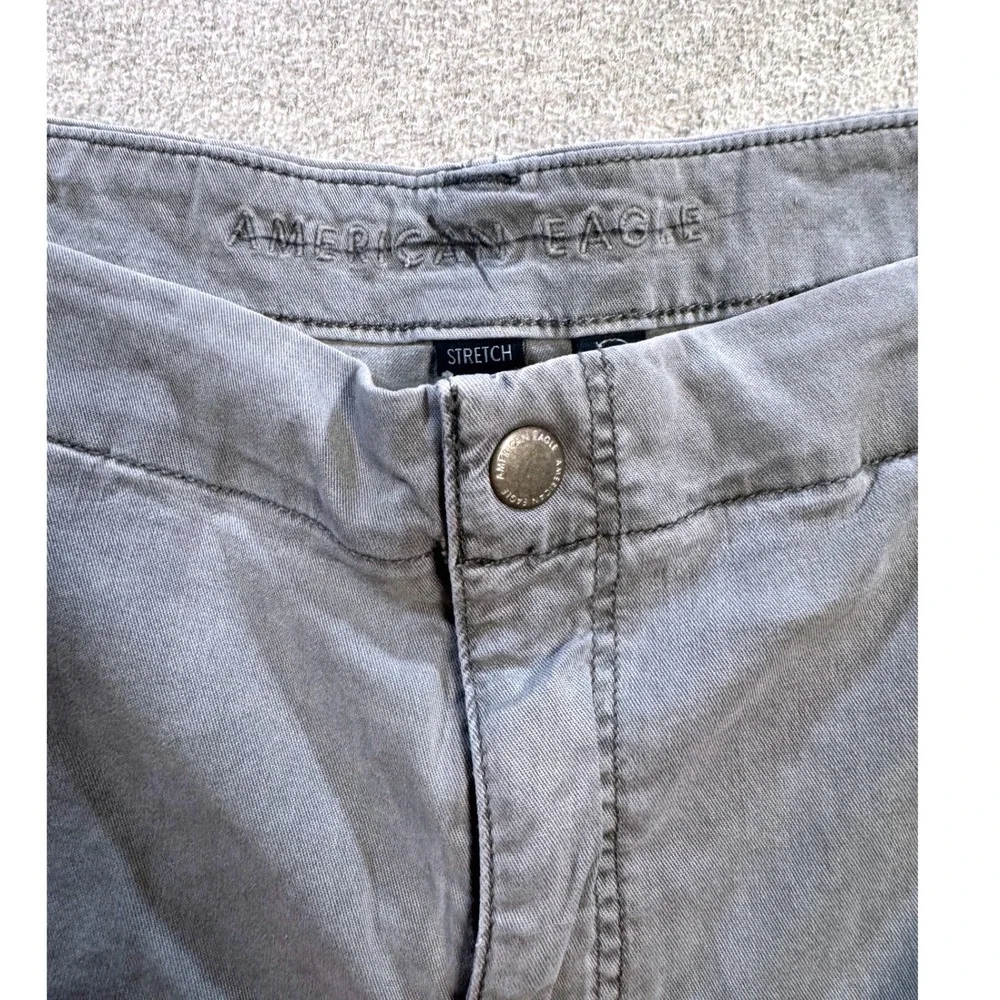 American Eagle Cargo Pants Womens Sz 16 Gray Wide Leg Utility Pockets Casual Y2K
